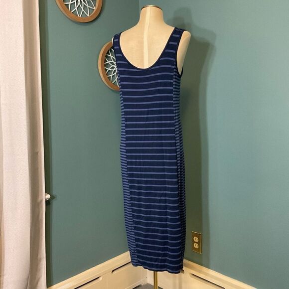 Kenar Blue & Navy Striped Sleeveless Midi Tank Dress - Size L - Picture 3 of 9